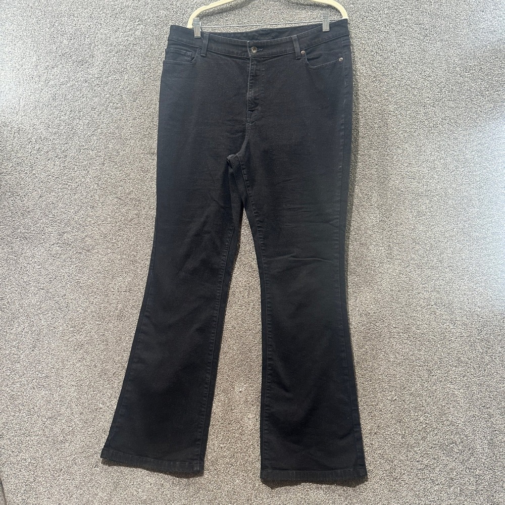 LL‎ Bean Favorite Fit Jeans Women 18 Tall Black Bootcut Denim Stretch 5 Pocket